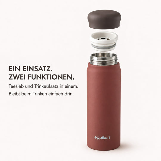EPPIKAN eppiCha Thermoflasche mit Teesieb und Trinkaufsatz