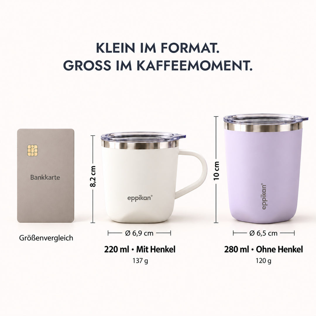 EPPIKAN eppiLungo Thermobecher Größenvergleich 220 ml und 280 ml