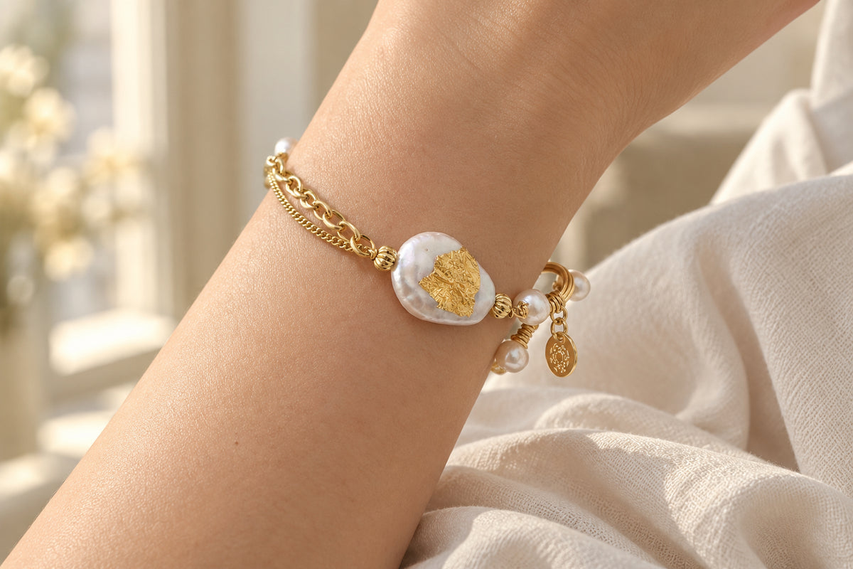 APAERZ AURELIA – Armband mit Perlen & Ringelementen