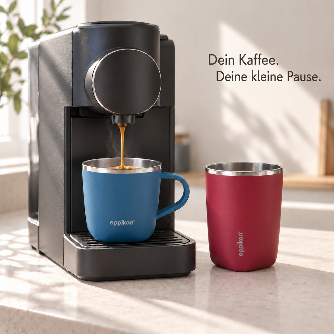 EPPIKAN eppiLungo Thermobecher an der Kaffeemaschine