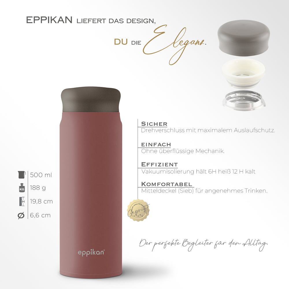 EPPIKAN eppiCha Thermobecher mit Teesieb und Zwischendeckel