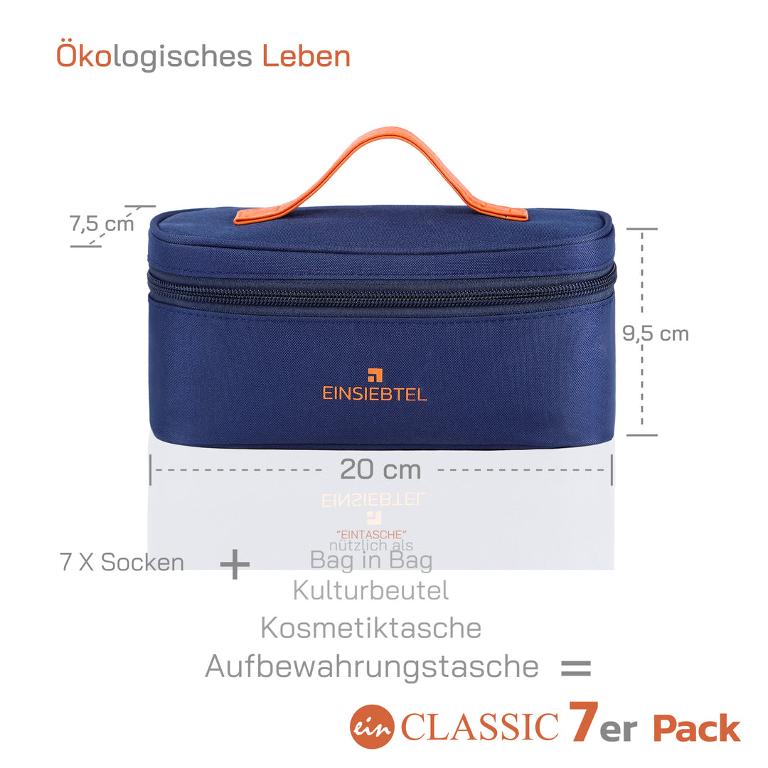 EINSIEBTEL 7er Pack Business Socken mit wiederverwendbarer Aufbewahrungstasche