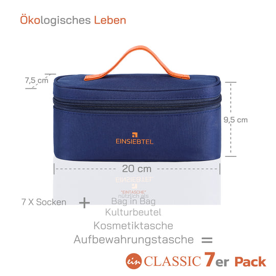 EINSIEBTEL 7er Pack Business Socken mit wiederverwendbarer Aufbewahrungstasche