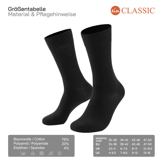 EINSIEBTEL EINCLASSIC Herren Business Socken in Schwarz – Größen und Material
