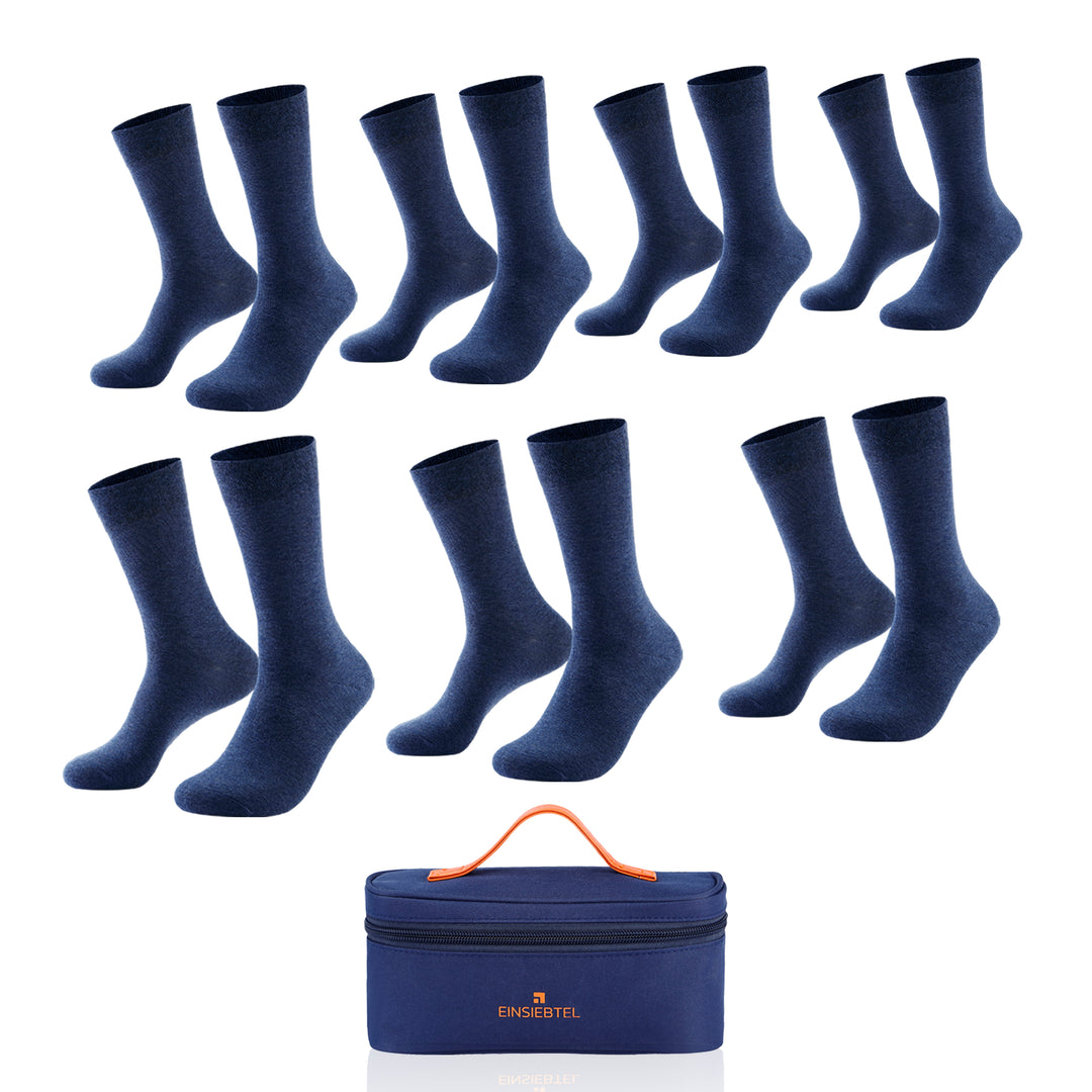 EINSIEBTEL Herren Business Socken 7er Pack in Navy mit Aufbewahrungstasche