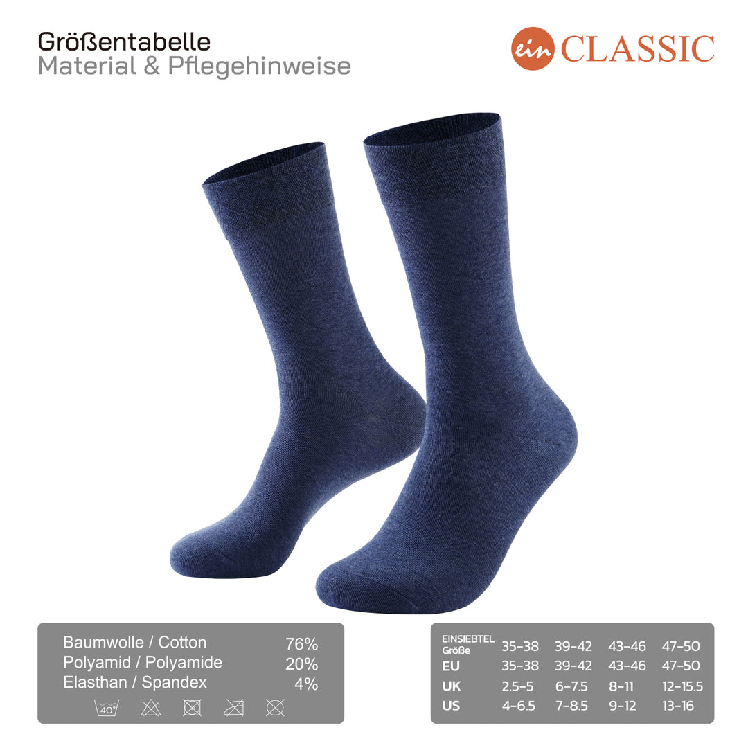 EINSIEBTEL EINCLASSIC Herren Business Socken in Navy – Größen und Material